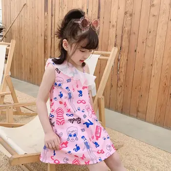 

Y598 Girls dress new mermaid princess dress suspender full print dress for small children Summer girl clothes