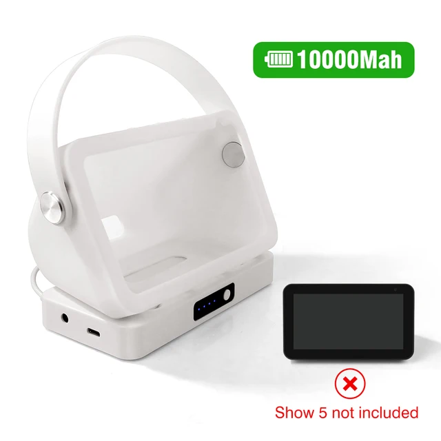 Battery Base for Echo show 5 Portable charger for Echo show 5 holder Rechargeable Backup Battery Echo show 5 Portable case 10000mah White