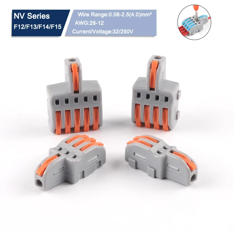 5PCS 1 in multiple out Splitter plug-in Quick Wire Connectors Combined Butt Parallel Terminals With Lever For Junction Box