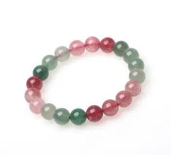 

Drop Shipping Pure natural red green strawberry crystal single ring bracelet fashion crystal hand string accessories wholesale
