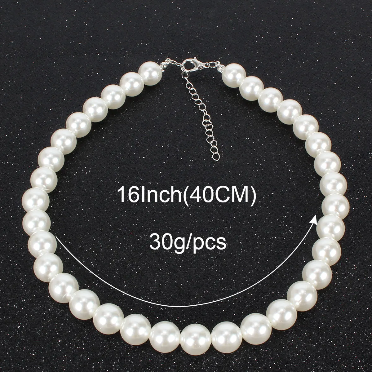 12mm 40CM Ornaments Manual A String Of Beads Necklace Concise Pearl Necklace Woman Accessories - Metal Color: 12mm 40CM
