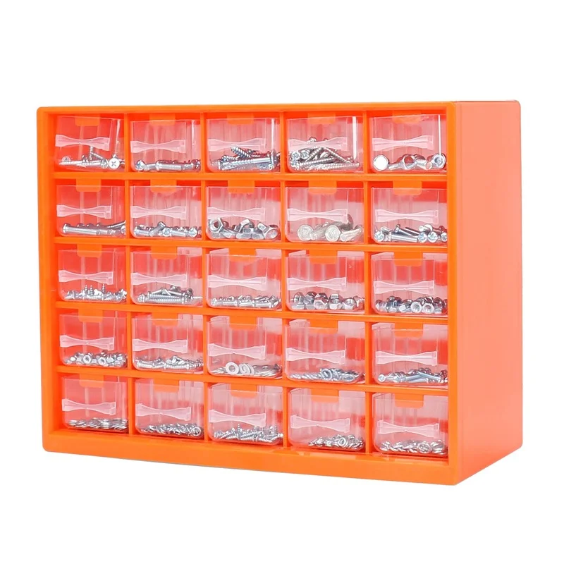 Tool Storage Box Parts Storage Box Plastic Tool Box Storage Organizer Box 25 Multi-grid Drawer Parts Box Wall-mounted Screw Classification Component Box Tool Case Electronic Components Storage ToolBox