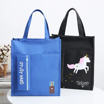 

New student bag waterproof canvas handbag file zipper bag fashion art bag