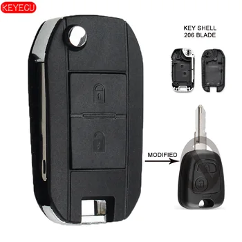 

KEYECU 2 Button Remtoe Key Case Modified Flip Folding Car Key Shell Fob for Peugeot 206 207 for Citroen C2 C3 Xsara Picasso