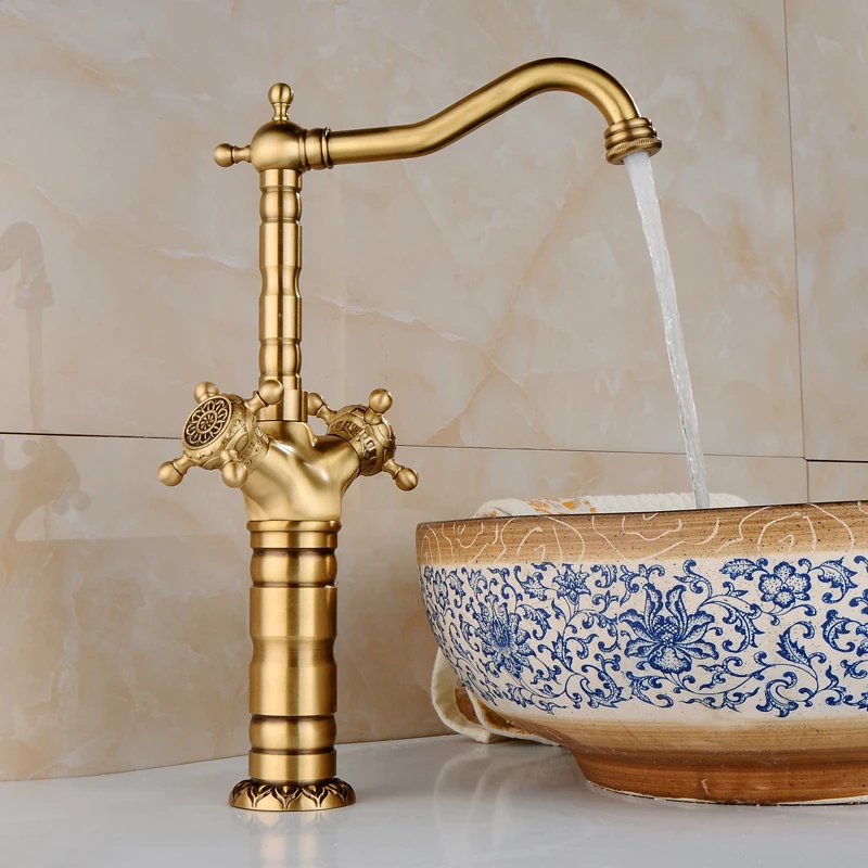 Kitchen Faucets Full copper Europe type double face basin faucet pure restore ancient ways art cold hot water ancien | Обустройство