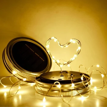 

120 LED Rechargeable LED Solar Fairy Light for Mason Jar Lid Solar Lights String Garden Wedding Decor Lighting Lids Light No jar