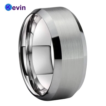 

Large Men Ring Tungsten Ring Wedding Band WIth Bevel Edges And Brush Finish 10MM 12MM Comfort Fit