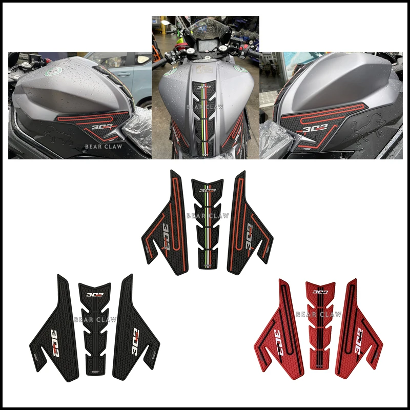 Motorcycle Tank Pad Protector Sticker Decal Gas Fuel Knee Grip Traction Side For Benelli Hurricane 302 302R