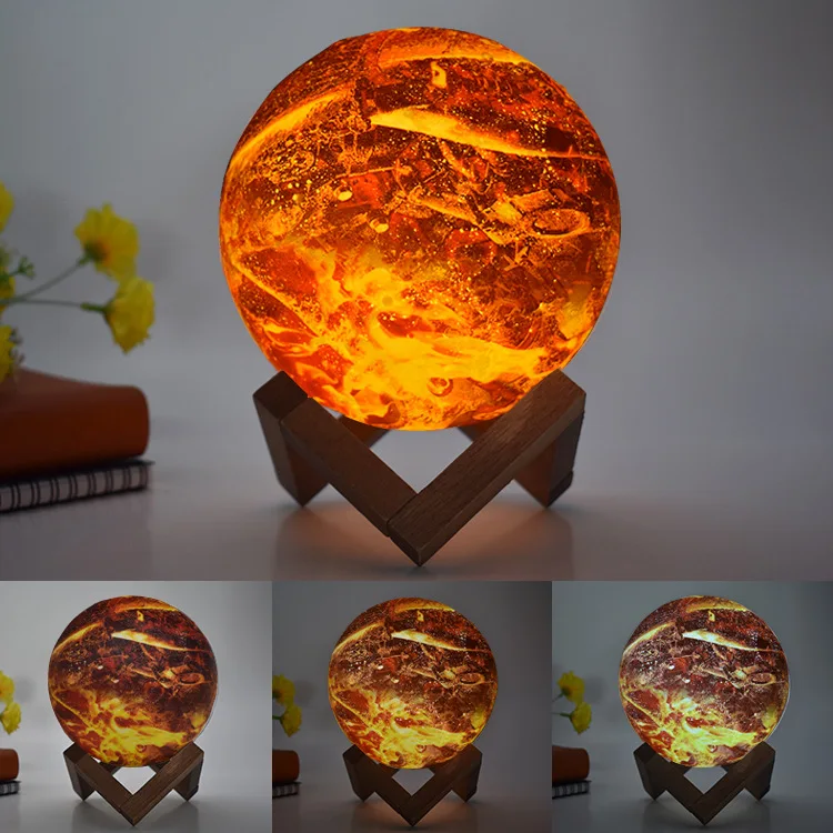 

Amazon Hot Selling Moon Light Children Gift Creative Lamp Coloured Drawing LED Flame 3D Night Lamp