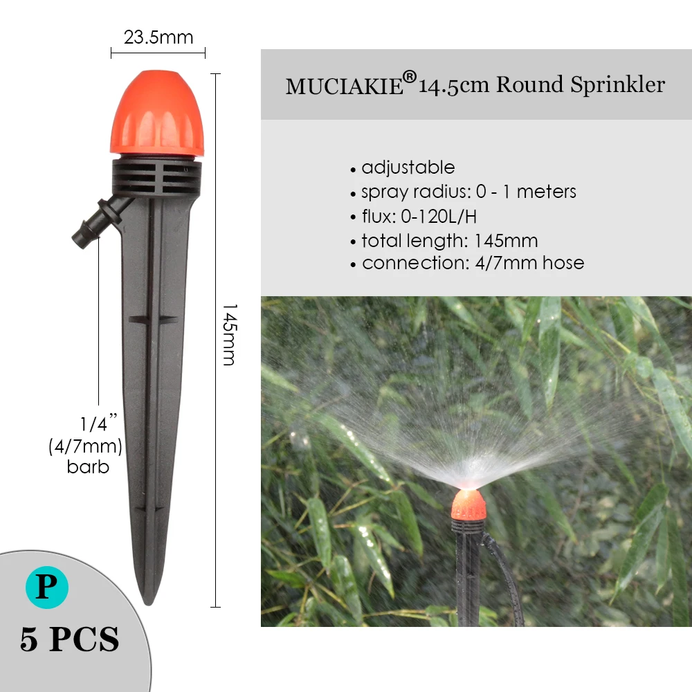 H23b94ce00fdc4218b5c6090a9f7972f4w MUCIAKIE Variety Style Adjustable Irrigation Sprinkler Garden Emitters Stake Dripper Micro Spray Rotating Nozzle Watering Arrow