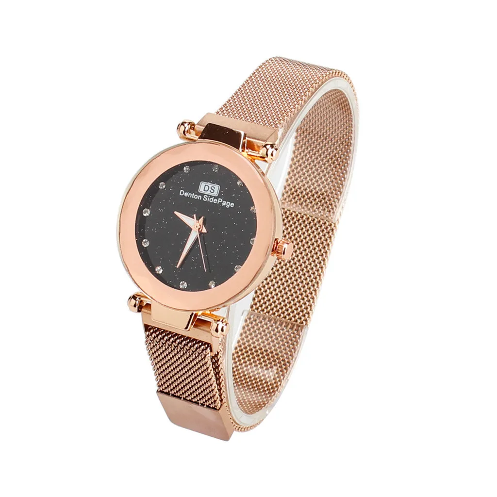 

DUOBLA women watches Brand Mesh strap mosaic Rhinestone luxury watch gold Literary Female Round dial waterproof Quartz Watch 8z