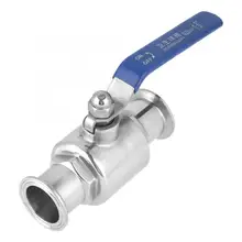 Санитарная нержавеющая сталь 304 полный порт Двухсекционный шаровой клапан с голубой виниловой ручкой, 1-1/2"