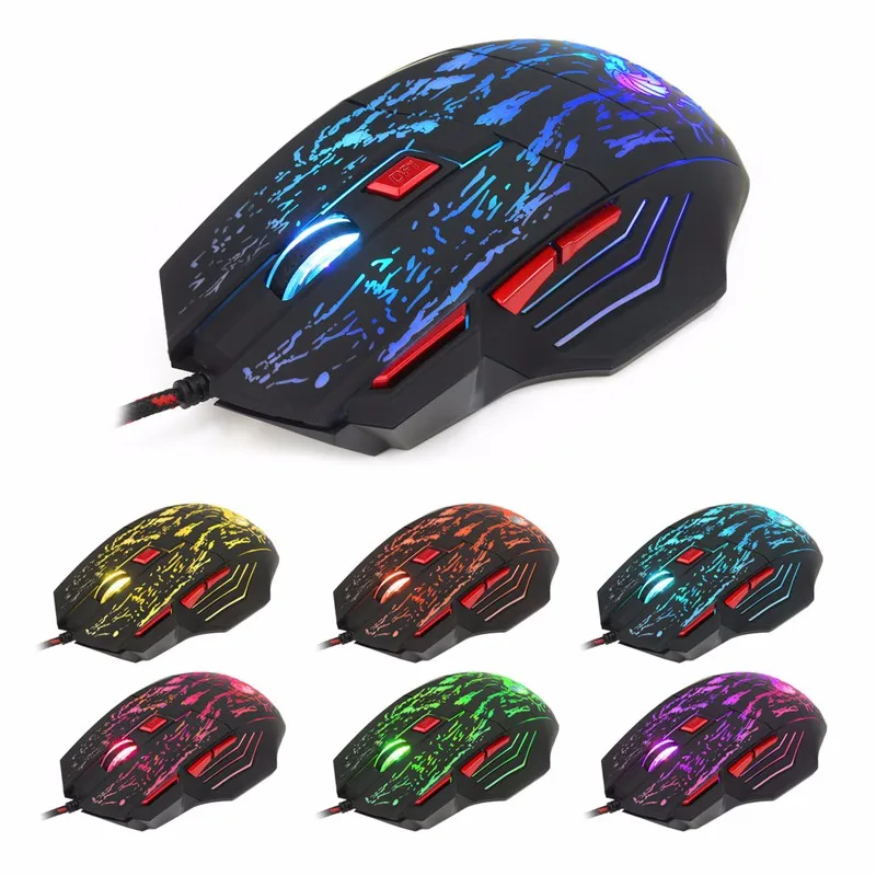 

NEW 5500DPI Wired Gaming Mouse Mice USB Optical With 7 Button Keys LED Lights Mause Gamer For PC Laptop Desktop Computer Game