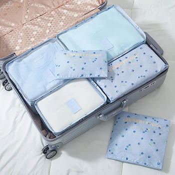 

6 PCS Luggage Organizer Travel Colther Storage Bag Portable Oxford Cloth Closet Organizer Zip Bags Travel Waterproof Package