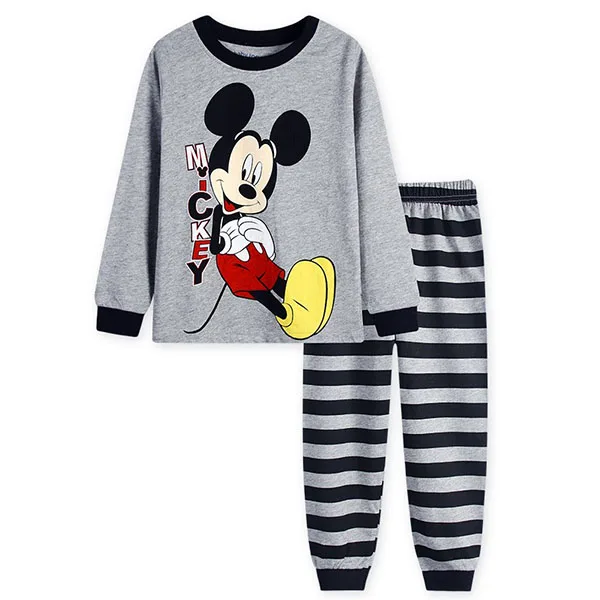 Minnie Mickey Cartoon Pajamas For Baby Girls Cute Elsa Anna T shirt+ Pant 2PCS Pajama Sets Casual Kids Girl Sleepwear Outfits - Цвет: Gray