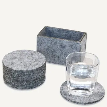 

8PCs/set Coasters Home Dinner Table Felt Coasters Set With Storage Box Simple Light/Dark Gray Cup Mat Pad Kit Drop Shipping