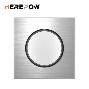 

Herepow Luxurious 1 Gang 1 Way Random Click On / Off Wall Light Switch With LED Indicator Black Aluminum Metal Panel