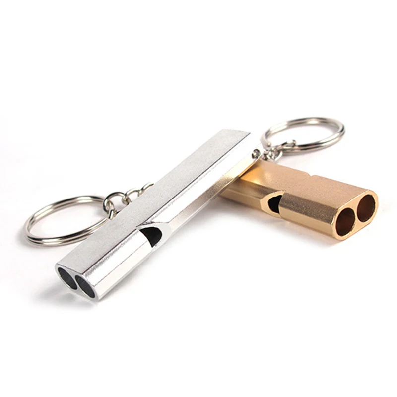 Survival Whistle 1pc Dual-tube Lightweight Aluminum Alloy Loud Waterproof