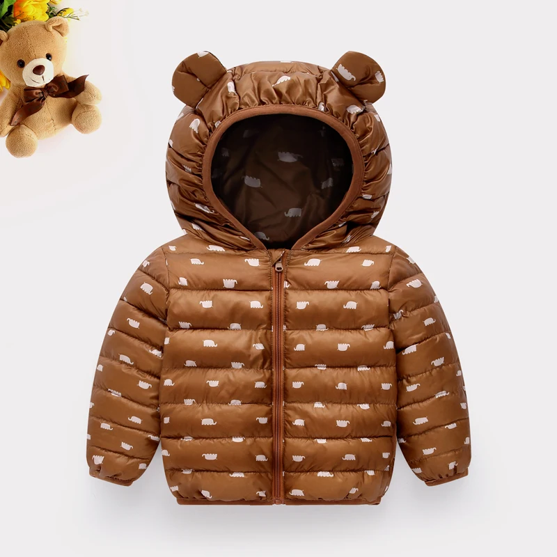 Boys and girls windbreaker zipper hoodie autumn coat for kids fashion jacket long sleeves with cute elephant print