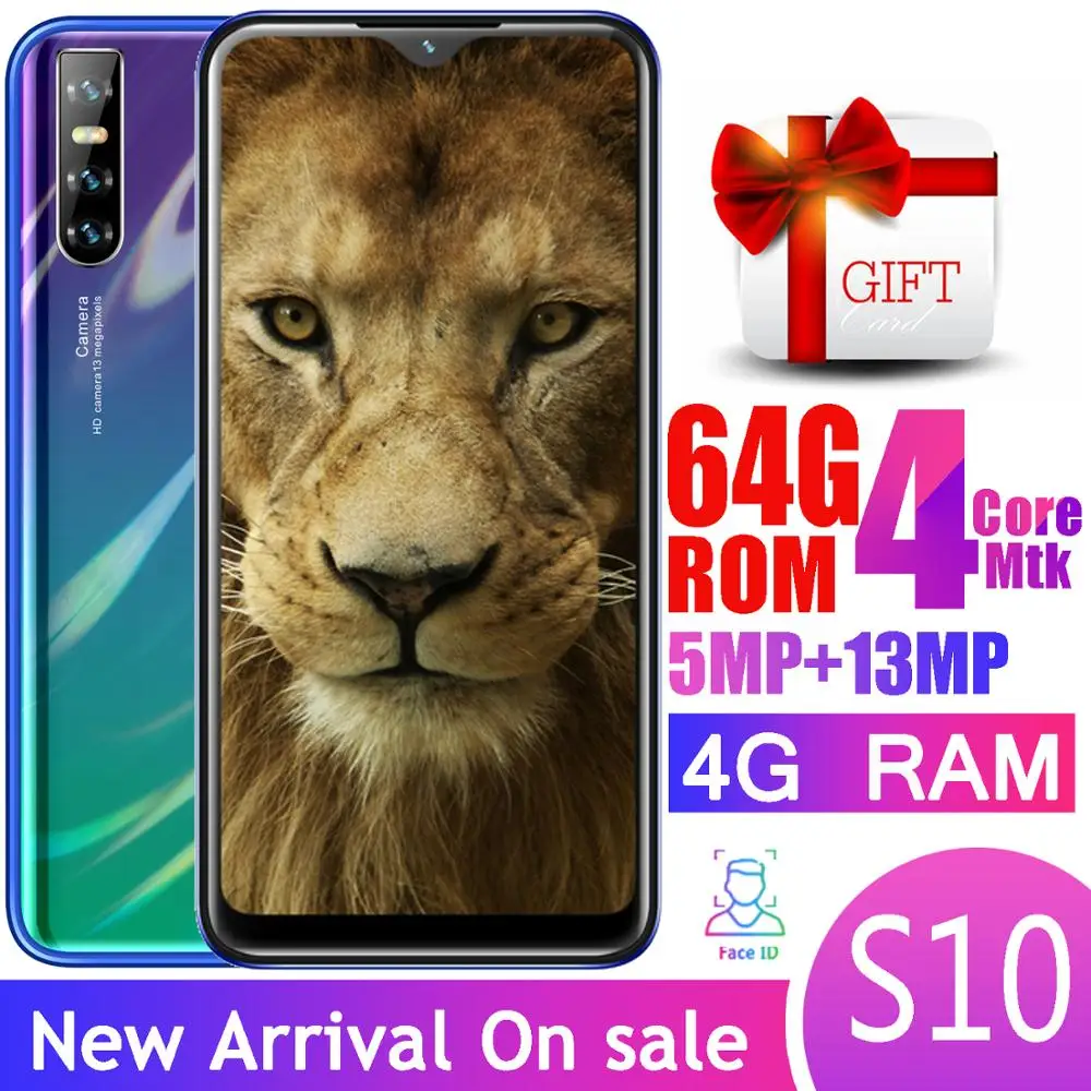 S10 6 26 &quotэкран капли воды четырехъядерный смартфон 4 Гб ОЗУ 64 ПЗУ 13 МП