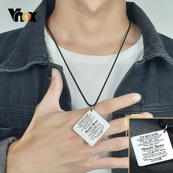 

Vnox Personalized Love to My Son from Mom Dad Family Love Necklaces Stainless Steel Custom Square Tags Collar Gifts Jewelry