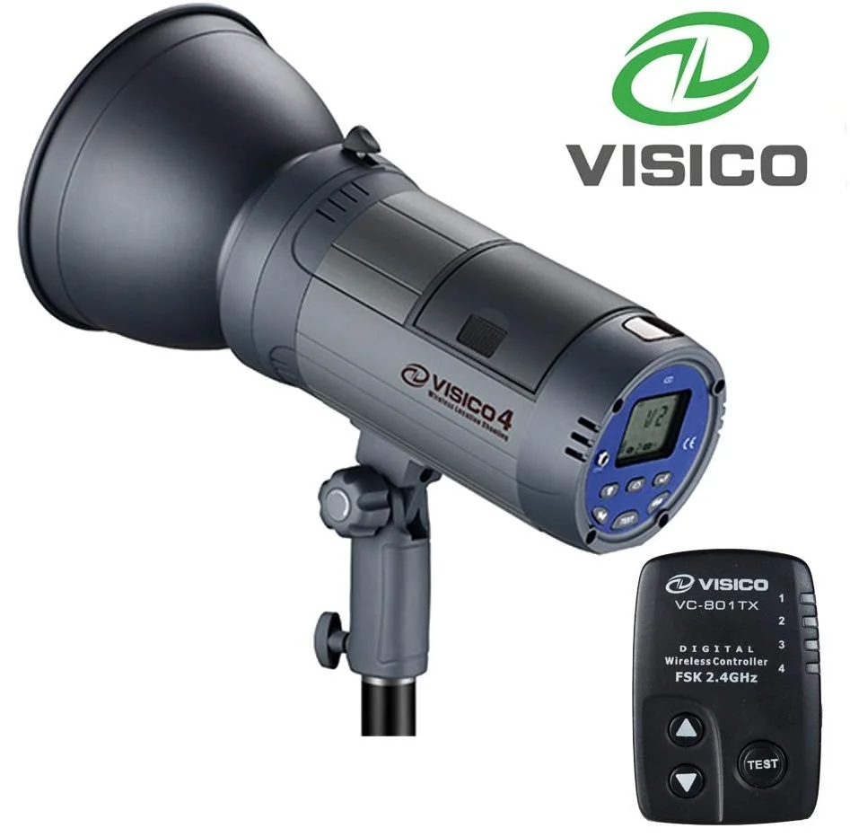 Visico 4 Battery Powered Outdoor Studio Strobe Flash Head With 801tx