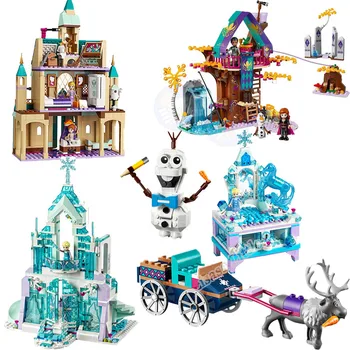 

Technic New Princess Elsa Anna Ice Castle Palace Model Building Blocks Bricks With Christmas Children Toys Gift