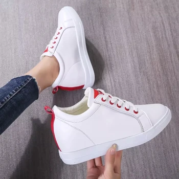 

new white lether sports shoes female students board shoes comfort platform shoes sneakers women travel shoes zapatos de mujer