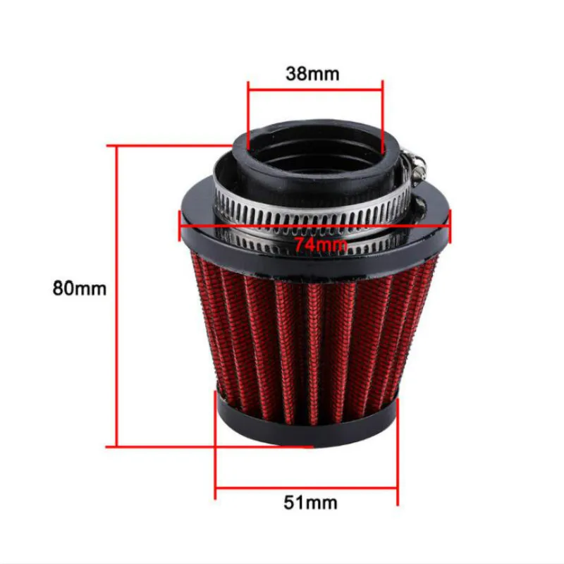 Gold Air Filter with Clamp 38mm Air Filter Intake Induction Kit for Off-road Motorcycle ATV Quad Dirt Pit Bike
