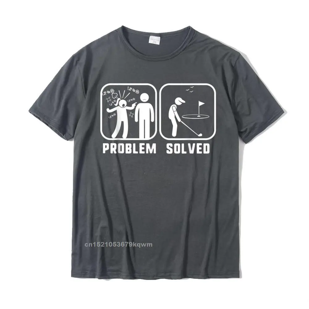 Pure Cotton Male Short Sleeve Classic Top T-shirts Gift Tees Cute Europe O Neck Tops Shirts Wholesale Golf Problem Solved Funny Golfers Shirt__3341 carbon