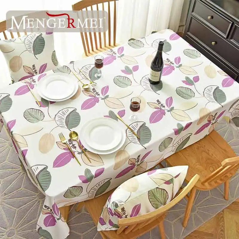 

Green Plant Tablecloth Waterproof Oilproof for Outdoor Dining Room Leaves Printed Decoration Table Cloth ZB31
