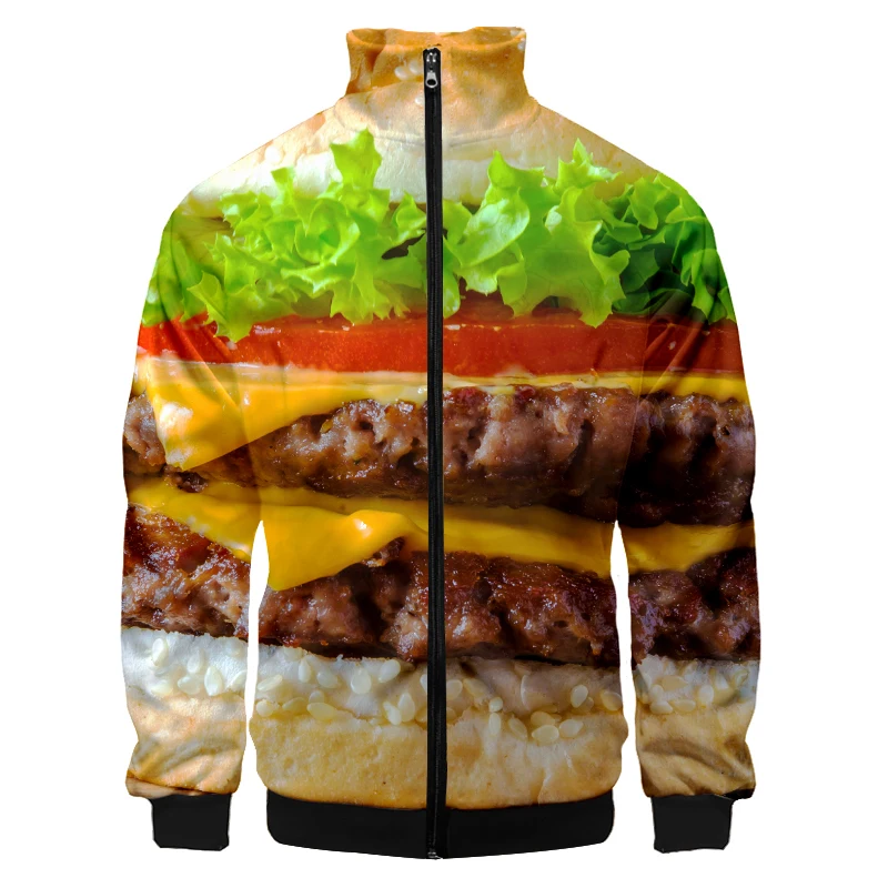 LCFA Brand 3D Printed Funny Food Burger Spoof Casual Jacket Fashion Streetwear Men Loose Sporting Jacket & Coat Baseball Jacket custom logo printed greaseproof oil greaseproof wax food wrapping paper chocolate wrapping paper