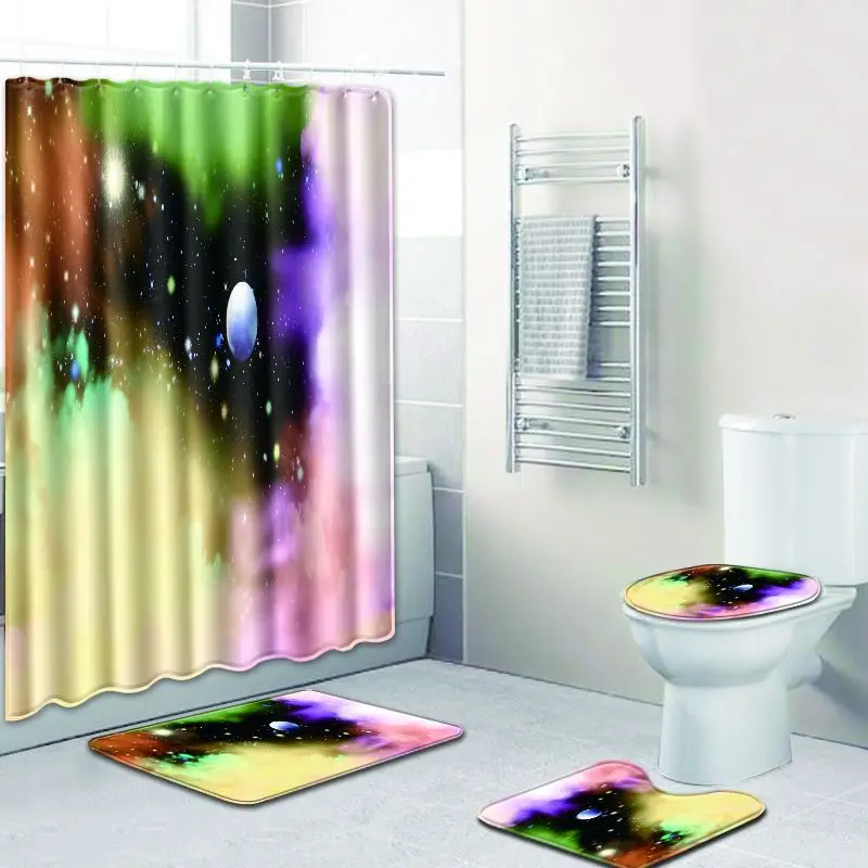 

Shower Curtain 3D Print Polyester Fabric Thick Waterproof Modern Anti-slip Bath Mat Simple Bathroom Curtain Toilet Seat Cover