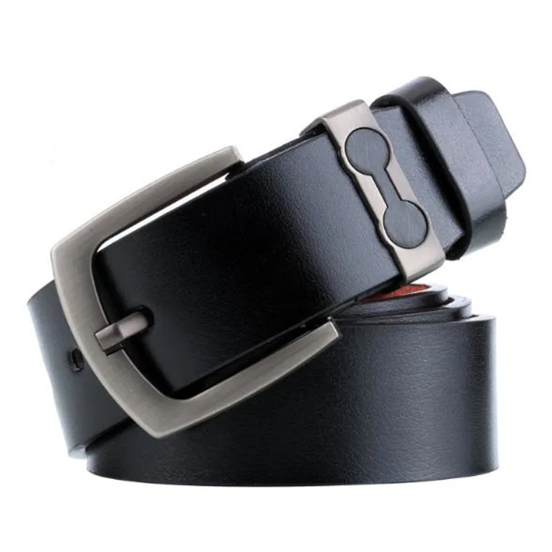 

Retro Faux Leather Men's Belt Designer Pin Buckle Black Business Trouser Strap Male Waistband Cinturones Hombre Cinto
