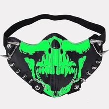 Мужская мотоциклетная панк маска для рта из искусственной кожи, мужские светящиеся маски с заклепками и черепами на половину лица, Мужская рок-маска светится в темноте, покрытие для рта в стиле хип-хоп