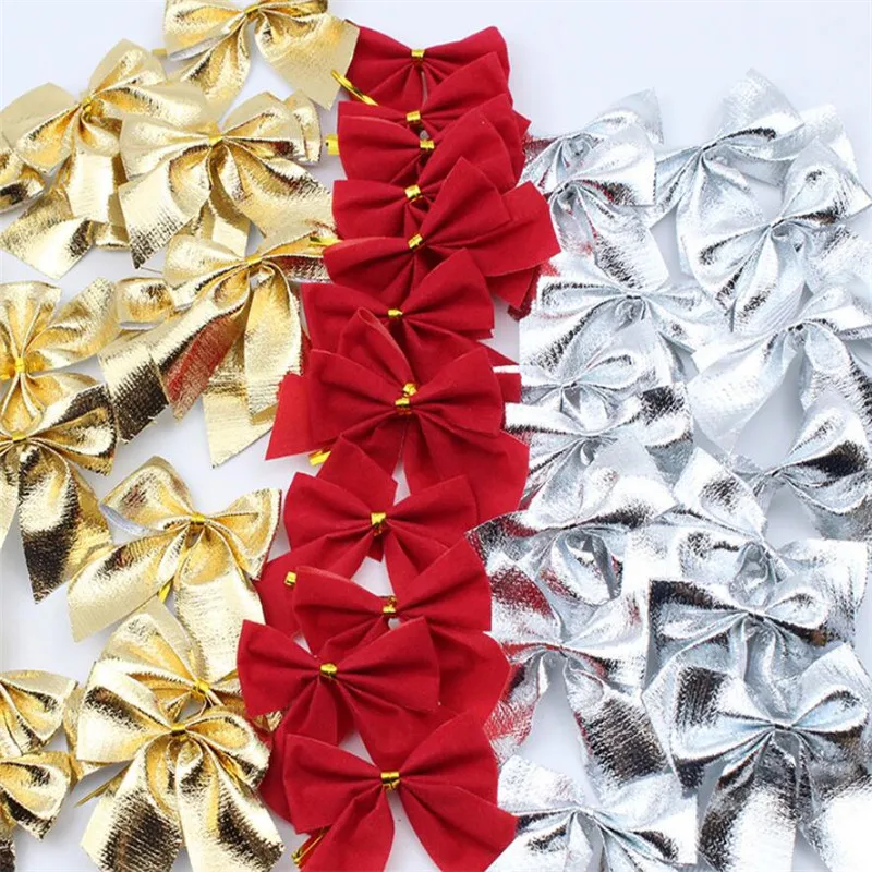 Festive Holiday Bow Ornaments Set - 12PCS Christmas Tree Decorations