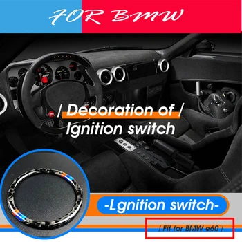 

1SET 3D Gloss Carbon Fiber Stickers For BMW E60 2004-2010 Keyhole Start Stop Engine Switch Botton Ring Circle Frame Accessories