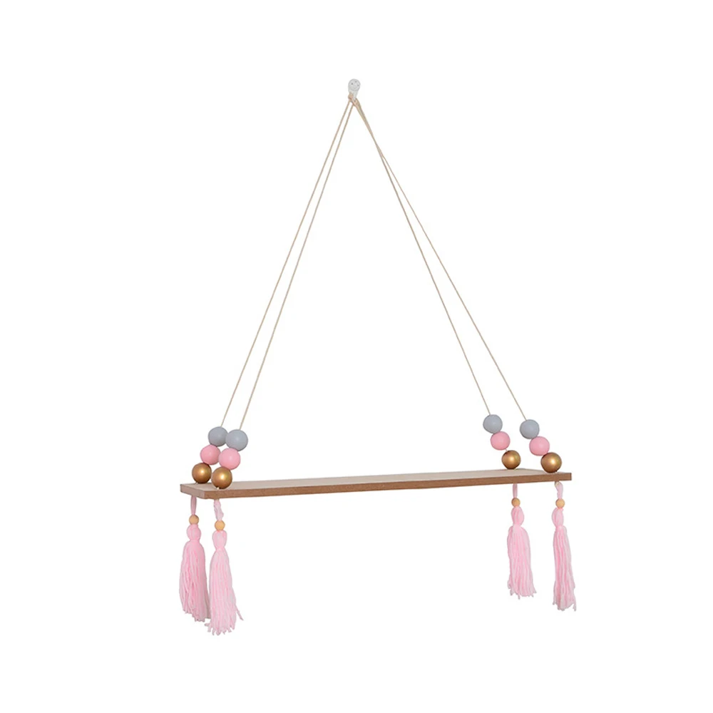 grey pink Скандинавском стиле бусины красочные деревянные полки с кисточкой стены Хлопушка украшения детская комната детская одежда магазин стенд - Цвет: grey pink