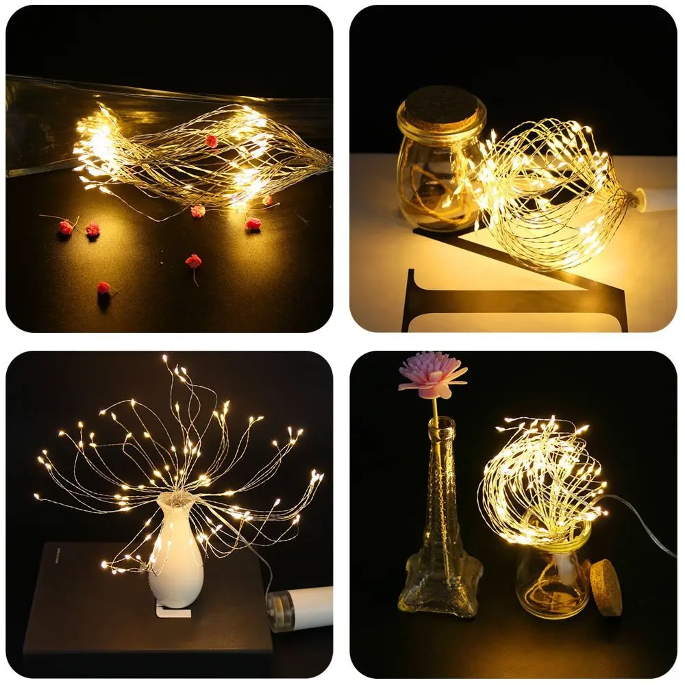 Ceny Outdoor IP65 wisząca Starburst girlanda żarówkowa 120 LED fajerwerki miedziane światła świąteczna wisząca lampa String dekoracje świąteczne