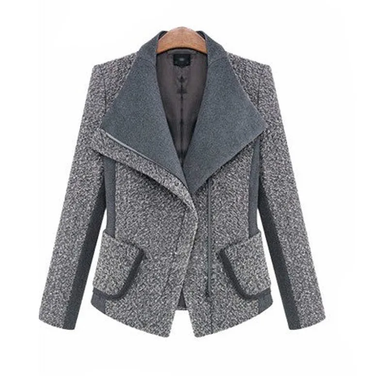 

Lanxirui Spring Brand Trench Coat Women Patchwork Short Wool Coats Femme Fashion Outwear Windbreaker Coat
