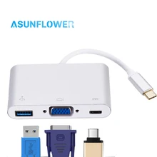 Для MacBook Air vga разъем 1080P Высокая четкость USB C зарядка PD 5 Гбит/с Высокоскоростной USB 3,0 разветвитель Тип C концентратор адаптер мульти порт Hab