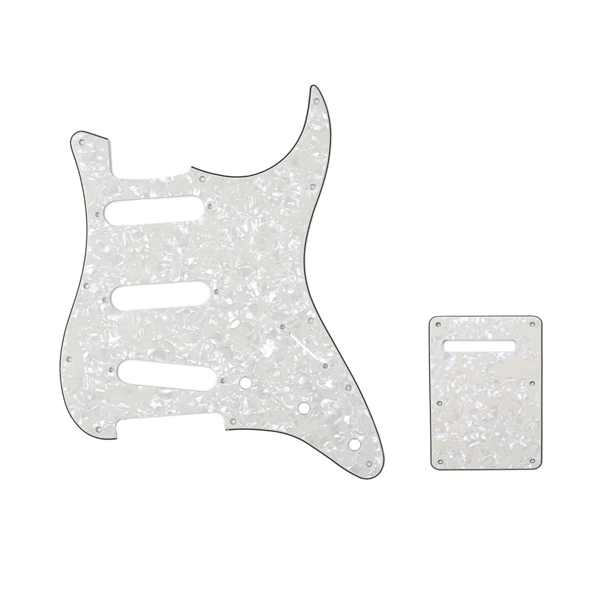 Musiclily SSS 11 Отверстие Страт гитары накладку и BackPlate набор для Fender США/мексиканский стандарт Stratocaster, 4Ply пергамент жемчуг