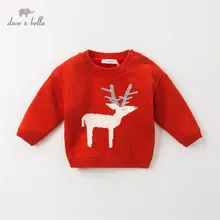 DB11772 dave bella/Зимний милый Рождественский вязаный стеганый свитер с рисунком для маленьких девочек; детский Модный пуловер; Изысканные топы для малышей