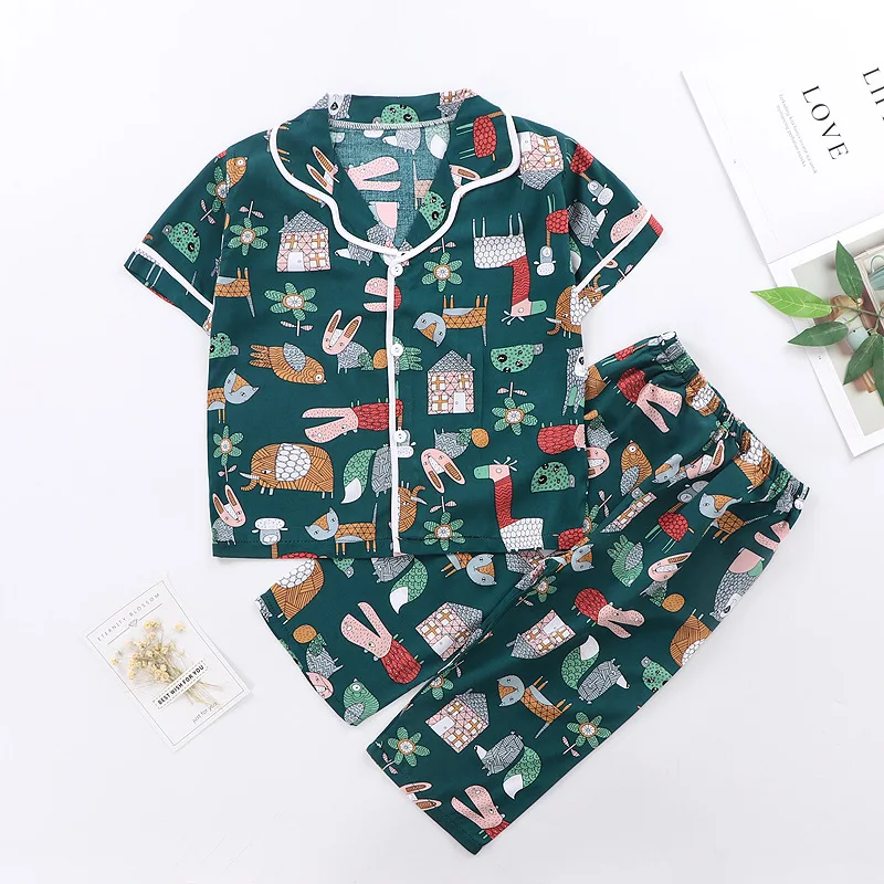 

Cotton Children Clothes Sets Summer Short Sleeve Pajamas for Boys Girls Cartoon Sleepwear Kids Baby Nightwear Girls Pajamas Sets