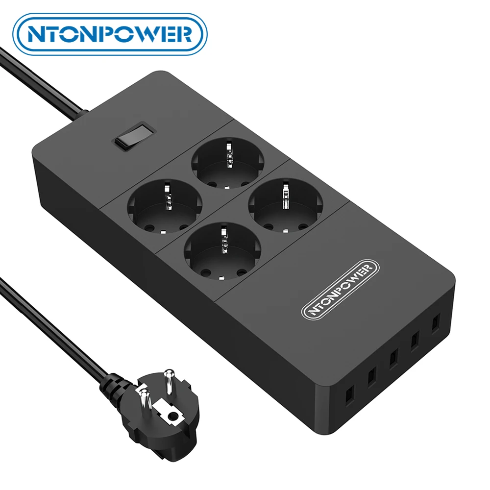 NTON POWER Smart Power Strip Защита от перенапряжения 4/6/8 розетки 4 USB порта штепсельная вилка