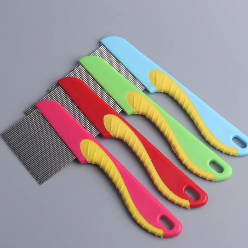 Peine antipiojos para perros de compañía, aguja larga y corta de acero inoxidable para desparasitar huevos, nudos, para aseo, caballito de mar, pulgas