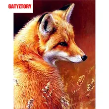 GATYZTORY 5D алмазная живопись Полная площадь DIY домашний декор мозаика Стразы Картина на холсте с логотипом на заказ Настенная картина лиса вид назад