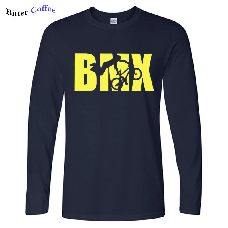 Осень с графическим принтом BMX найти велосипедные шлемы для мотокросса футболка в стиле хип-хоп Уличная одежда с длинным рукавом Футболка