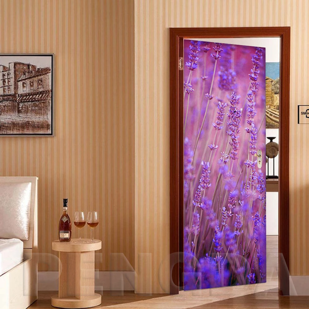 3D наклейка на дверь DIY самоклеющаяся новая Настенная роспись Розовый олень мороженое цветок водонепроницаемые обои печать картина домашний декор