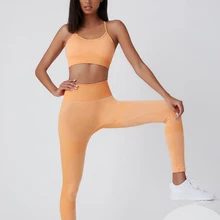 Fitness Yoga Set Solid Colour Femme Sexy Leggings Bra Suits Women Gym Clothing Summer Two Piece Suit High Elasticity Active Wear